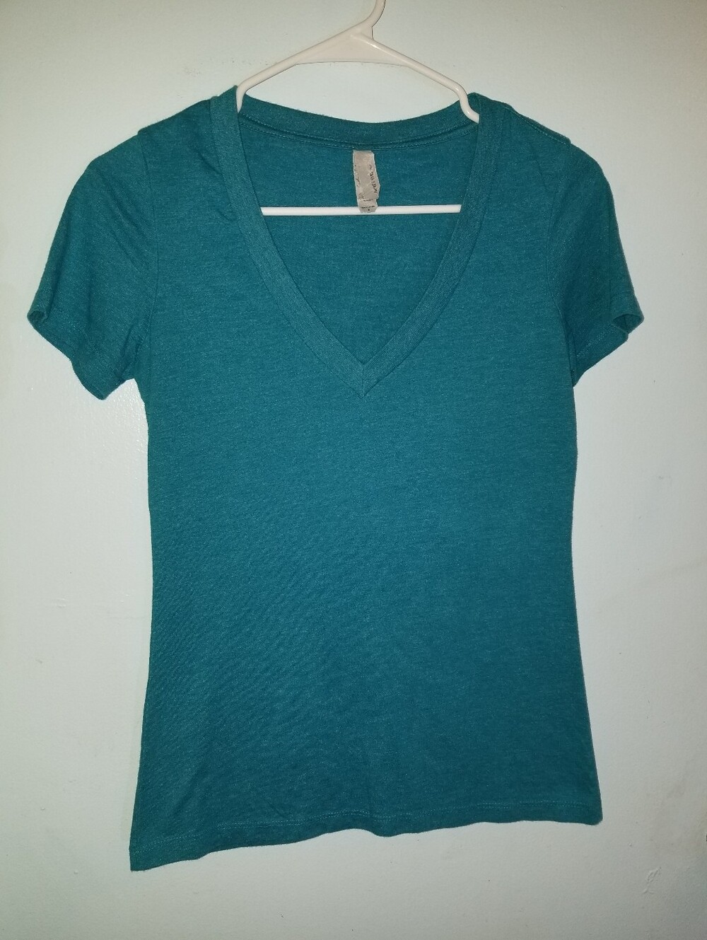 Women's Teal V Neck Short Sleeve T shirt  Top City Of Angels Graphic Design